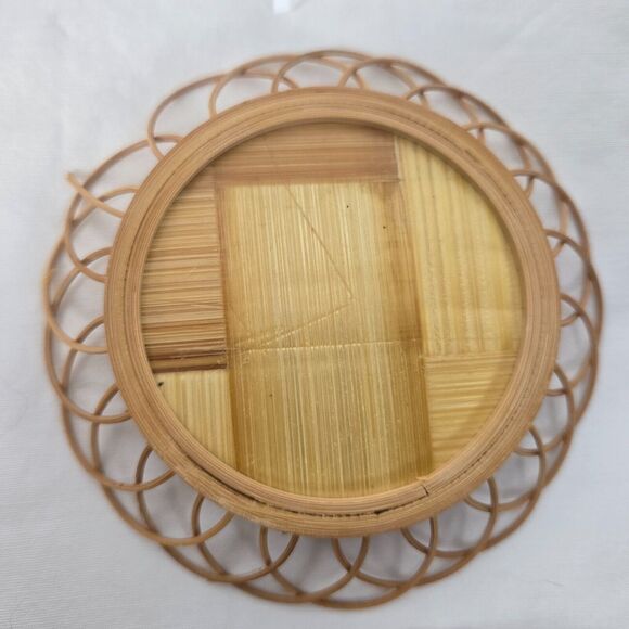 Geisha Bamboo Asian Wicker Coaster Set of 6 with Holder Vintage - Picture 16 of 16